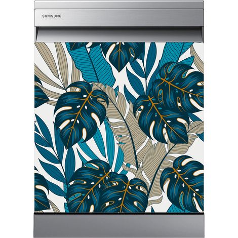Stickers Lave vaisselle - Feuilles tropicales - 60x60 cm - Adhésif BRILLANT (1/2)