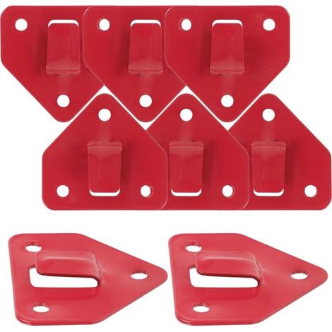 Supporto universale a parete per estintori, composto da 8 pezzi - Gancio di fissaggio resistente per estintori fino a 6 kg - Staffa triangolare rossa per installazione a parete e facile accesso