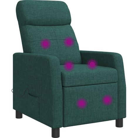 Massage Recliner Dark Green Fabric vidaXL (1/5)