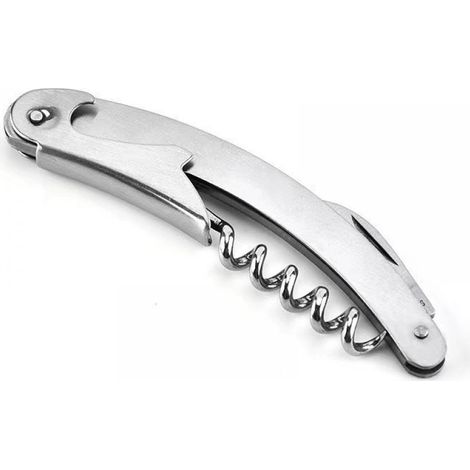 Lot de 2 tire-bouchons de sommelier, acier inoxydable 430, trois en un : tire-bouchon, ouvre-bouteille et coupe-capsule dentelé. Idéal pour la cuisine, les restaurants, les bars (1/5)