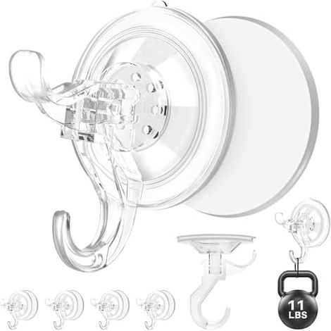 5-Pack Saugnapfhaken ohne Bohren, Extra starke wiederverwendbare Saughaken für Bad, Küche, Fenster, Glas, Hält bis zu 5 kg, 7 cm Durchmesser, transparent (1/5)