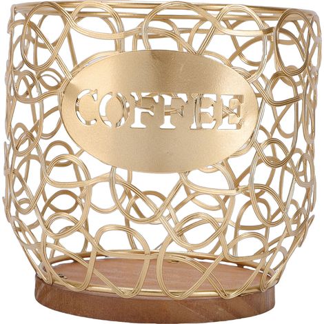 Support Capsules Café Or Métal Bois 35+ Dosettes Rangement Comptoir Cuisine Bureau Design Élégant Compact Solide Prêt à l'Emploi (1/5)