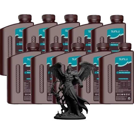 Resina per stampa 3D, lavabile con acqua, facile da pulire, WWABS Black (1/2)