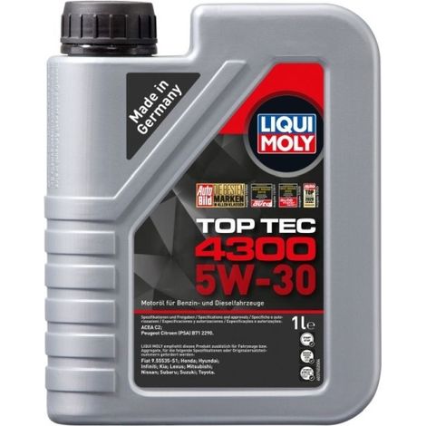 Huile LIQUI MOLY 5W30 1L TOP TEC 4300 FAP/FAP / C2 / SN/CF / B71 2290 / RN0700 / GF-3