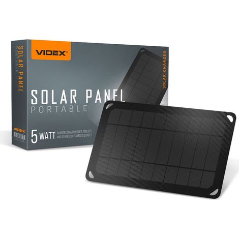 Caricabatterie solare portatile Videx da 5W, leggero, con certificazione IP68 e cavo USB Type-C da 1 m. (1/5)