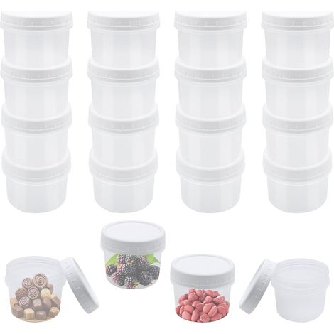 20 recipientes de almacenamiento de 160 ml, de plástico hermético, reutilizables, aptos para congelador y lavavajillas.