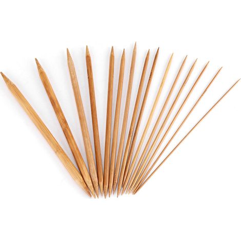 Bambusstricknadeln, Set mit glatten Nadelspitzen, 15 Größen von 2 bis 10 mm (1/5)