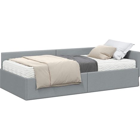 Maison Exclusive - Struttura Letto Angolare con Materasso 2 pcs Grigio chiaro (1/5)