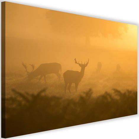 Tableau sur toile Cerf dans le brouillard 60x40 (1/5)