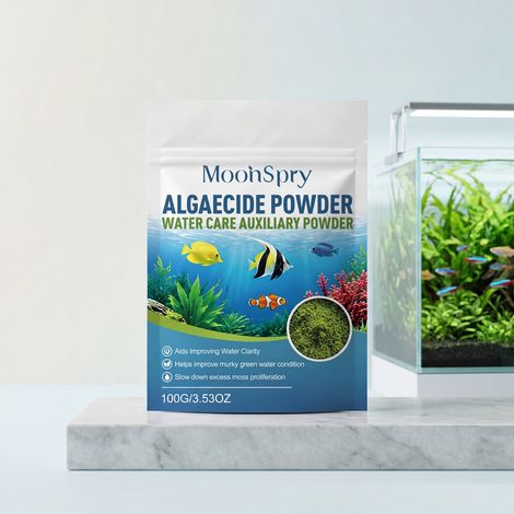 Produit anti-algues pour aquariums, élimine les algues et la mousse, les impuretés et maintient une eau claire et transparente – 100 g (1/5)