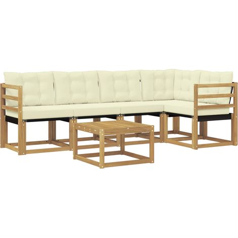 Outdoor Sofa Set with Cushion 6 pcs White and Cream vidaXL