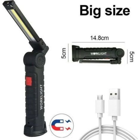Lot de 2 lampes torches magnétiques rechargeables COB, lampe d'inspection flexible sans fil pour travaux (1/5)