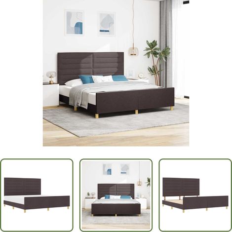 Stoffbett - Bettgestell mit Kopfteil Dunkelbraun 180 x 200 cm Stoff (1/5)