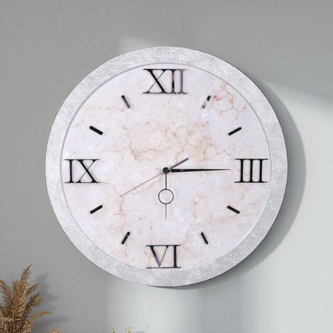 Orologio da parete D 57 cm - Moderno con Effetto Marmo Bianco (1/5)