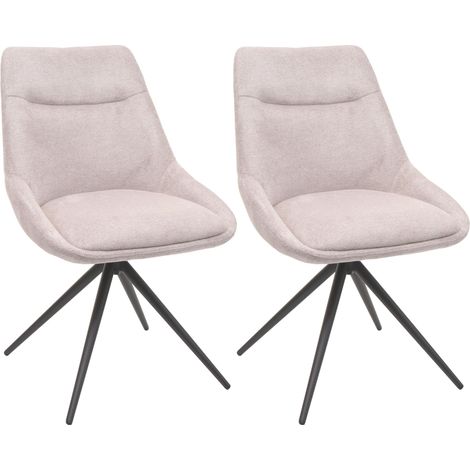 [NON UTILIZZATO] Set 2 sedie sala da pranzo HHG-066, cucina poltrona, girevole auto-posizione metallo stoffa/tessuto, avorio beige