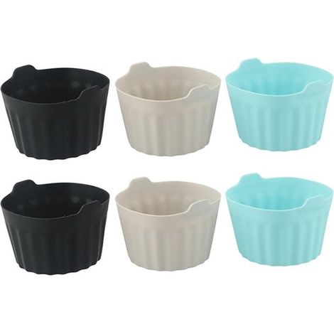 Moules à pâtisserie - Lot de 6 - Plats pour four - Accessoires de vêtements pour bébé Airfryer - Siliconen - Récipients antiadhésifs - 8 x 8 x 5 cm - Zwart + Grijs + Blauw (1/5)
