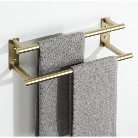 Porte Serviette Salle de Bain, Longueur 40 CM, Barres Porte-Serviettes Support Mural, en Acier Inoxydable, Porte Serviette de Bain Antirouille et Durable, Doré (1/5)