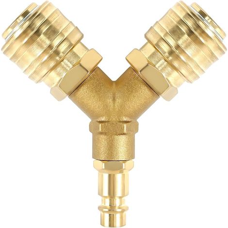 Distributeur d’air Comprimé, 1/4 Pouce Connecteur d'air Comprimé Distributeur d’Air, NW 7.2 1/4 AG Distributeur d'air Comprimé en Laiton Raccord d'air comprimé 2 Voies (1/5)