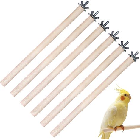 6 Pack 20cm Parrot Perch, Natural Wooden Bird Stand for Small to Medium Parrots Including Budgies, Ideal Cage Accessory & Claw Grinding Tool (1/5)