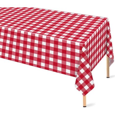 Nappes - Toile de table - PEVA - Nappe rectangulaire - Imperméable - Intérieur et extérieur - Toile de pique-nique - Nappe à carreaux rouges - Nappe - Convient aux pique-niques, camping et fêtes - 137 (1/5)