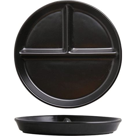 Assiettes Divisées en Céramique Assiette Compartiment (Noir) (1/5)