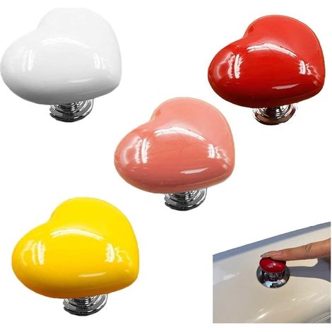 4 Boutons de Chasse d'eau Bouton de réservoir de Toilette en Forme de Coeur d'amour Pièces de Rechange colorées pour Chasse d'eau, Bouton Poussoir