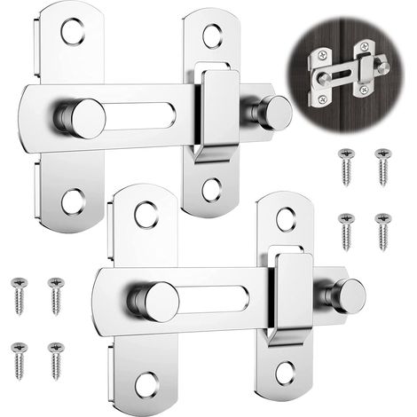 Lot de 2 Loquets de Porte en Acier Inoxydable - Verrou Exterieur et Interieur pour Porte Grange Coulissante (1/5)