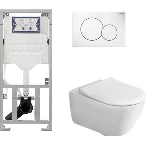 Villeroy & Boch Subway 2.0 set encastré avec WC suspendu à évacuation profonde DirectFlush abattant slimseat plaque de commande blanc