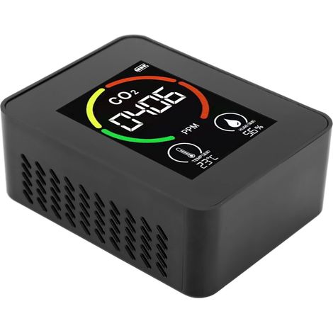 CO2-Detektor, Luftqualitätsmonitor, TVOC-Tester, Thermometer, Hygrometer, USB-aufladbar, für Zuhause (1/5)