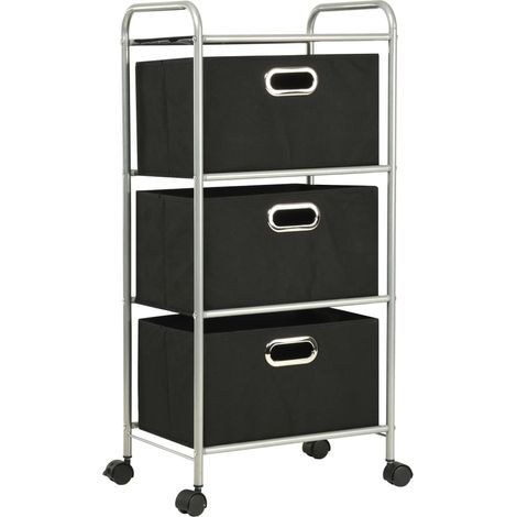 Maison Exclusive - Unité à étagères avec 3 boîtes de rangement Acier et tissu (1/5)