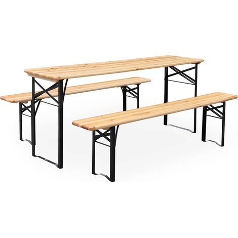 sweeek - Holztisch mit 2 Sitzbänken 180cm (1/5)