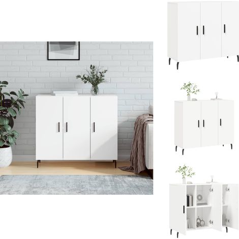 Buffet blanc 90x34x80 cm bois d'ingénierie - Buffet Blanc - Meuble De Rangement - Armoire - Commode - Design Moderne (1/5)