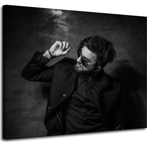 Lienzo impreso en blanco y negro, Hombre, 100x80 cm