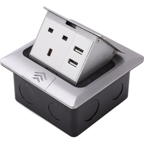 Prise encastrable de bureau avec double port USB, socle mural de comptoir, norme UK 250V (1/5)