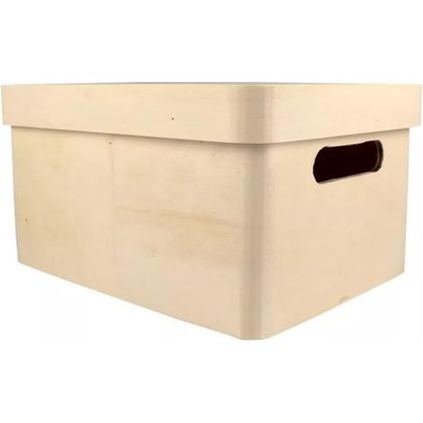 MégaCréa DIY - Coffre rangement en bois 30 x 22 x 16 cm (1/2)