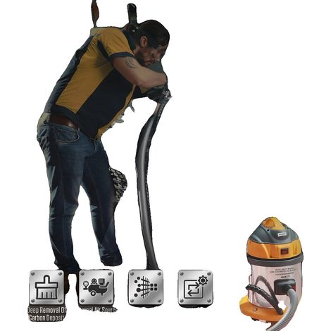 Nettoyeur de carbone moteur, poudre de noix, 63cm x 44cm x 44cm, 110/220V, capacité 13L, débit d'air 300L/Min (1/5)