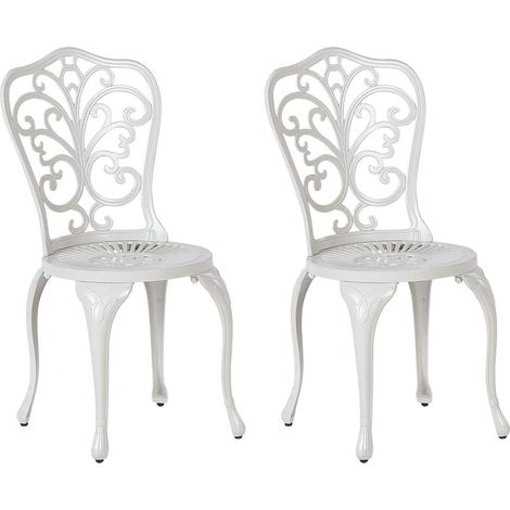 Set of 2 Garden Chairs TRIORA Metal Off-White (1/5)