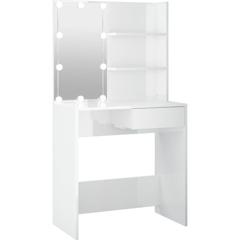 Coiffeuse avec LED Blanc brillant 74,5x40x141 (1/5)