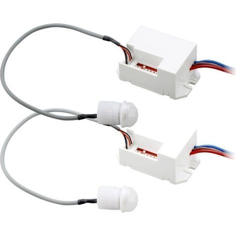 set of 2 integrated IP54 infrared motion detectors – detection range 8 meters – detection angle 360° (1/5)