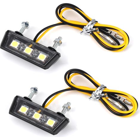 Eclairage Plaque Moto LED Universel 12V Eclairage Plaque Immatriculation Lumière Arrière de Moto avec 3 LED Super Lumineuses Étanche pour Tous Modèles de Motos et Quads (1/5)
