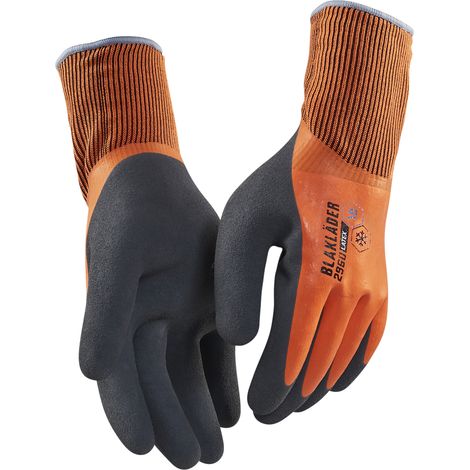Lot de 6 paires - Gants artisan doublés latex trempé 2962 - Orange fluo 9