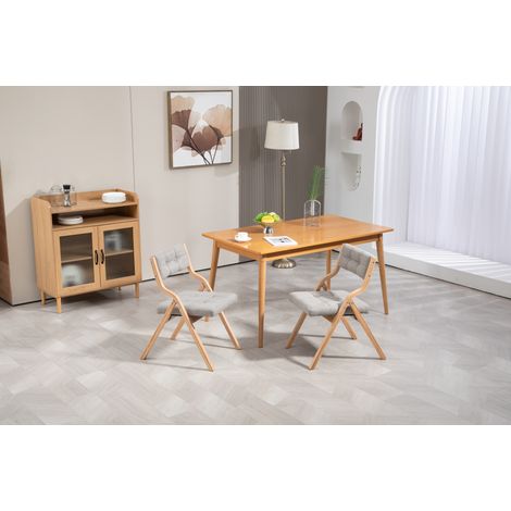 Chaise pliante avec coussin rembourré, lot de 2, chaise en bois grise pour salle à manger et événements (1/5)