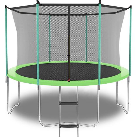 8-Fuß Outdoor-Trampolin mit Sicherheitsnetz und Leiter, bis 181 kg, Grün (1/5)