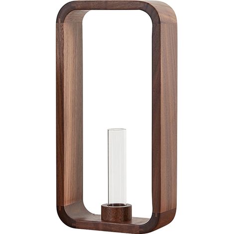 Vase en verre transparent en forme de tube à essai pour plantes hydroponiques, avec cadre en noyer. Support pour plantes aquatiques, support à fleurs, décoration de table, jardin, bonsaï, maison ou bu (1/5)