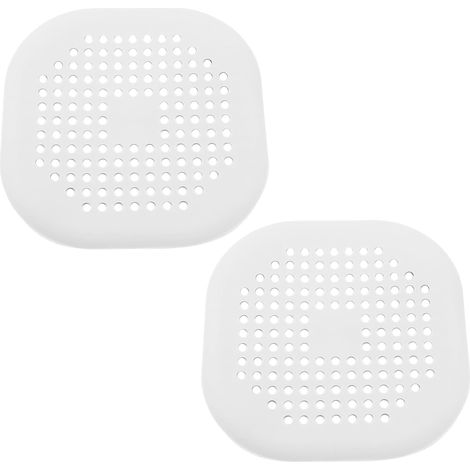 Collecteur de cheveux de douche carré en silicone avec ventouse, facile à installer, lot de 2 (blanc) (1/5)