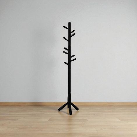 Appendiabiti da terra in legno con 9 ganci base tre piedi altezza 180 cm Nero (1/3)