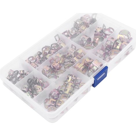 Lot de 80 colliers de serrage galvanisés à ressort 6-15mm pour tuyaux fixation assortiment (1/5)