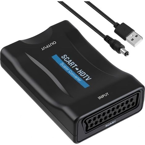 Convertitore da SCART a HDMI 720p/1080p con cavo USB - Adattatore per TV, monitor e proiettore - Compatibile con VHS, DVD, PS1-3, Xbox e Blu-Ray (1/2)