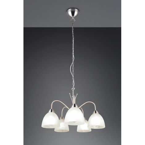 Suspension décorative argentée en verre albâtre 5xE27 DOBBY RL (1/3)
