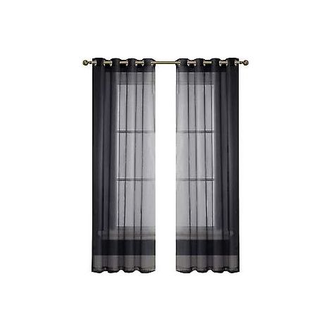 Rideau de fond en tulle semi-occultant élégant pour mariage (134210 perforé noir)